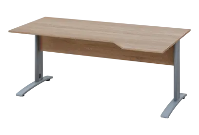 EZK 28 - 184 stůl kancelářský, rohový, pravý, kovová podnož stříbrná, deska 25 mm, široký 1800 mm, dub bardolino